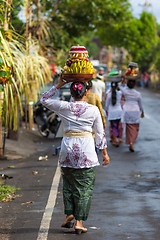 Image showing Bali, Indonesia - Feb 2, 2012 - Hari Raya Galungan and Umanis Galungan holiday fesival parade - the days to celebrate the victory of Goodness over evil, on February 2nd 2012 on Bali, Indonesia