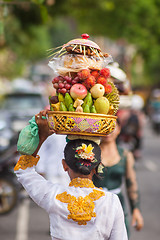 Image showing Bali, Indonesia - Feb 2, 2012 - Hari Raya Galungan and Umanis Galungan holiday fesival parade - the days to celebrate the victory of Goodness over evil, on February 2nd 2012 on Bali, Indonesia