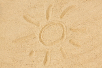 Image showing picture of sun in sand on summer beach