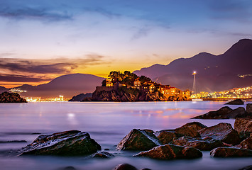 Image showing Sveti Stefan at sunset