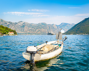 Image showing Boat in the bay of Kotor