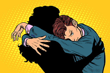 Image showing A man dreams of a woman\'s embrace and love