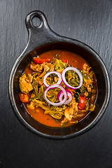 Image showing Savoy cabbage stew or soup with chicken