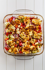 Image showing Baked vegetables with feta cheese