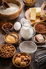 Image showing Assortment of baking ingredients for Xmas cookies