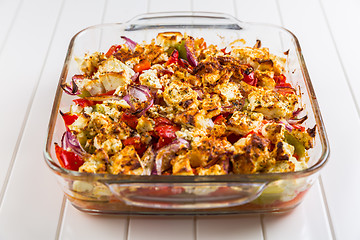 Image showing Baked vegetables with feta cheese