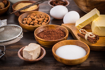 Image showing Assortment of baking ingredients for Xmas cookies