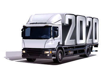 Image showing 3d illustration of truck delivers 2020