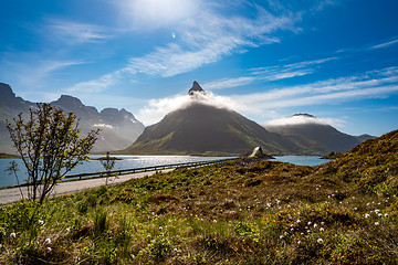 Image showing Fredvang Bridges Panorama Lofoten islands