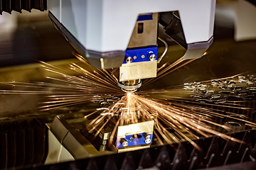 Image showing CNC Laser cutting of metal, modern industrial technology.