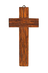 Image showing Wooden cross on white