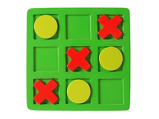 Image showing Wooden tic-tac-toe on white