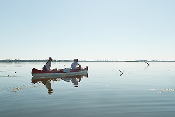 Image showing Canoeing on a lake