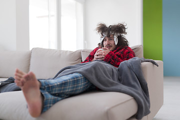 Image showing young Man with flu and fever