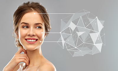 Image showing young woman with skin pointers and low poly shape