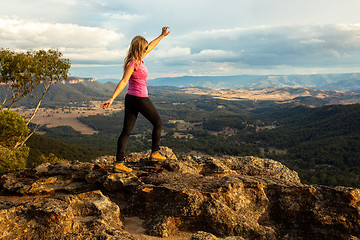 Image showing Bushwalker on rocky outcrop