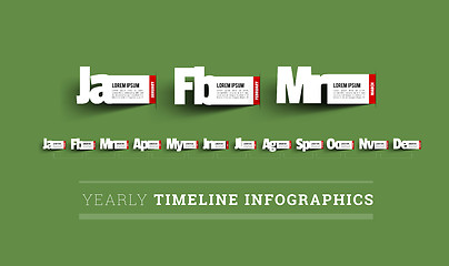 Image showing Monthly timeline infographics. Paper cut vector illustration