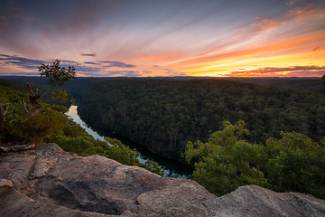 Image showing Nepean Gorge and Nepean River at sunset