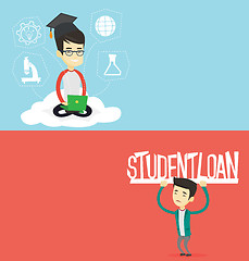 Image showing Two educational banners with space for text.