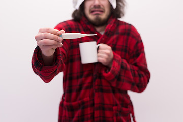 Image showing Man with flu and fever