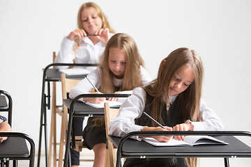 Image showing School children in classroom at lesson