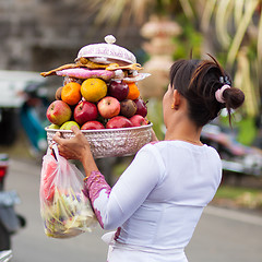 Image showing Bali, Indonesia - Feb 2, 2012 - Hari Raya Galungan and Umanis Galungan holiday fesival parade - the days to celebrate the victory of Goodness over evil, on February 2nd 2012 on Bali, Indonesia