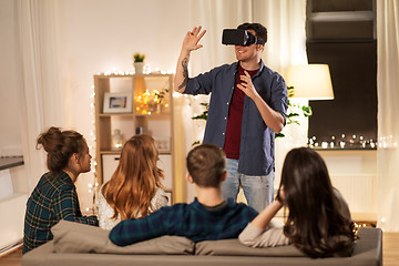 Image showing man in vr glasses at home with friends