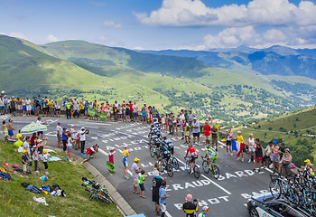 Image showing Group of Cyclists on Col de Peyresourde - Tour de France 2014