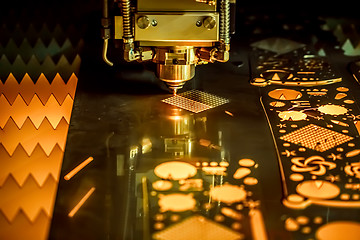 Image showing CNC Laser cutting of metal, modern industrial technology.