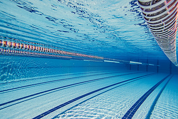 Image showing Olympic Swimming pool under water background.