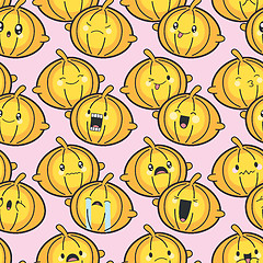 Image showing Seamless Background Cute Pumpkins Celebrating Halloween