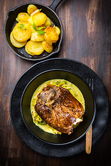 Image showing Roaster Pork Knuckle - Traditional German cuisine, Eisbein