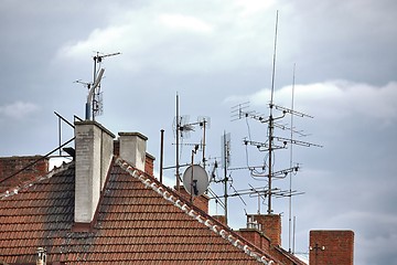 Image showing Antennas on a roof