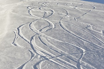 Image showing Ski Slope with Fresh Curves