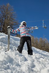 Image showing Skier enjoying sunny weather