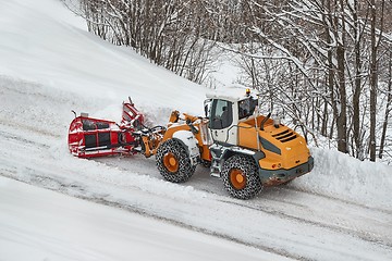 Image showing Winter road clearing snowplow
