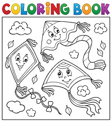 Image showing Coloring book happy autumn kites topic 2