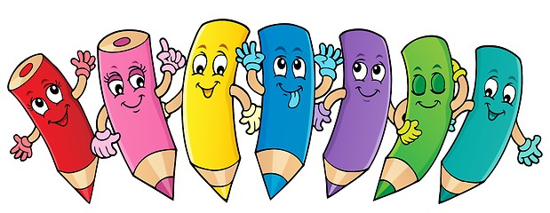 Image showing Happy wooden crayons theme image 1