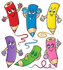 Image showing Happy wooden crayons theme set 1