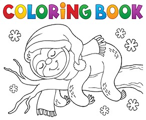 Image showing Coloring book winter sloth theme 1