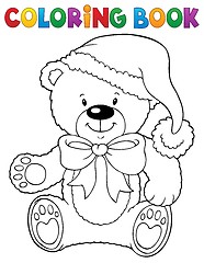 Image showing Coloring book Christmas teddy bear topic