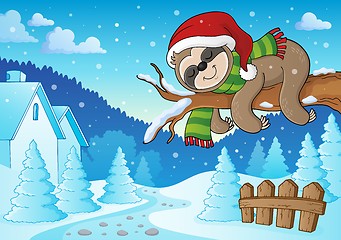 Image showing Christmas sloth theme image 3