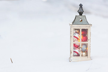 Image showing Christmas lantern in the snow