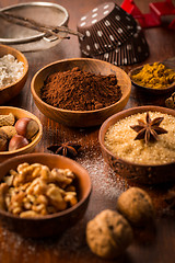 Image showing Christmas baking ingredient and spices