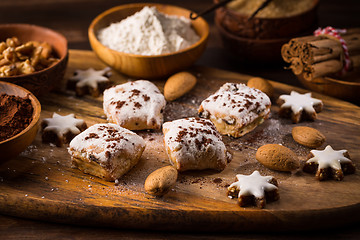 Image showing Delicious marzipan cookies for Christmas with baking ingredients