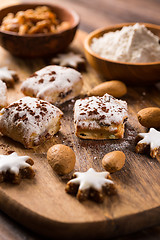 Image showing Delicious marzipan cookies for Christmas with baking ingredients