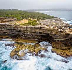 Image showing Coastal erosion of Sydney sandstone headland