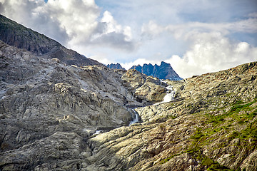 Image showing Beautiful Mountain Waterfall, Swiss Alps