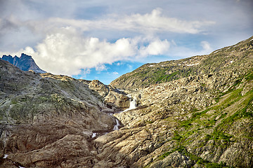 Image showing Beautiful Mountain Waterfall, Swiss Alps