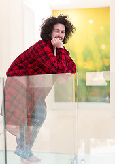 Image showing portrait of young man in bathrobe